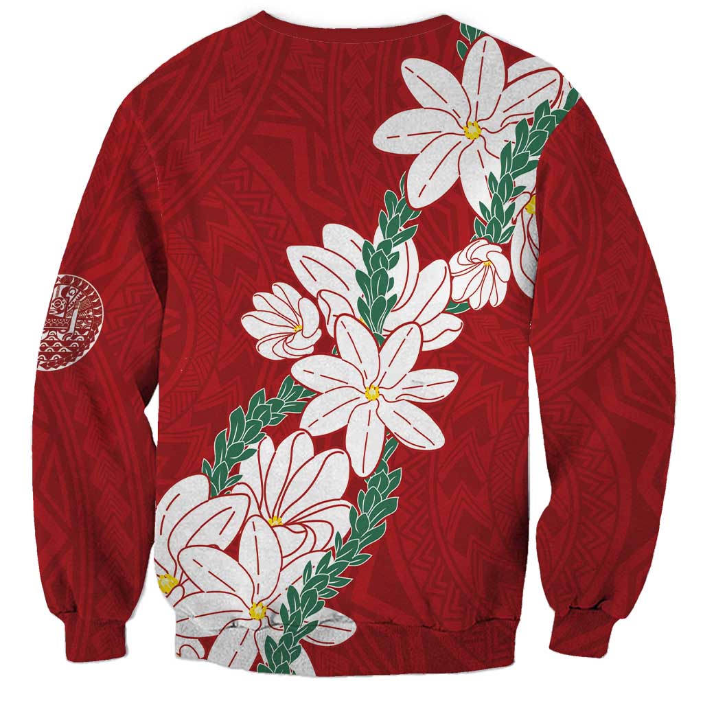 Ia Orana Tahiti Tiare Sweatshirt Crimson Lei - Polynesian Pride