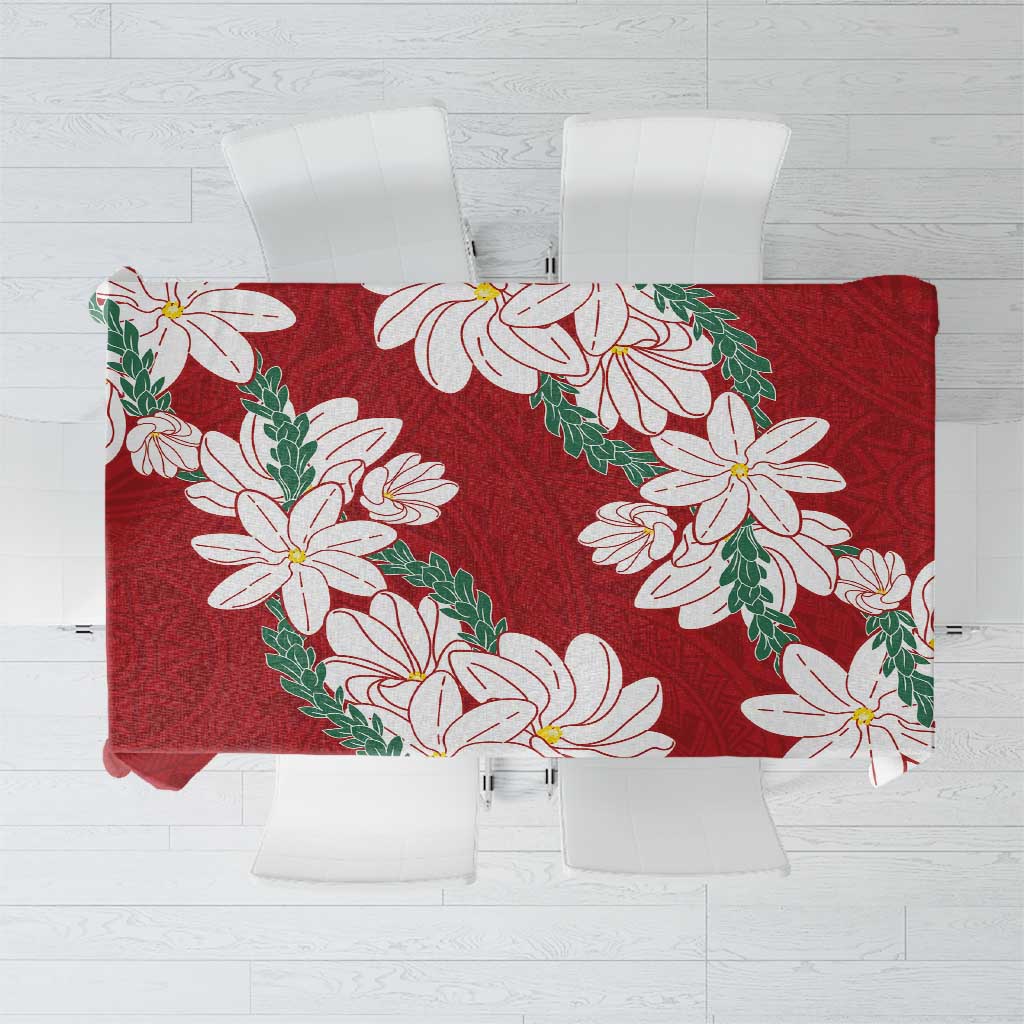 Ia Orana Tahiti Tiare Tablecloth Crimson Lei LT7 Red - Polynesian Pride