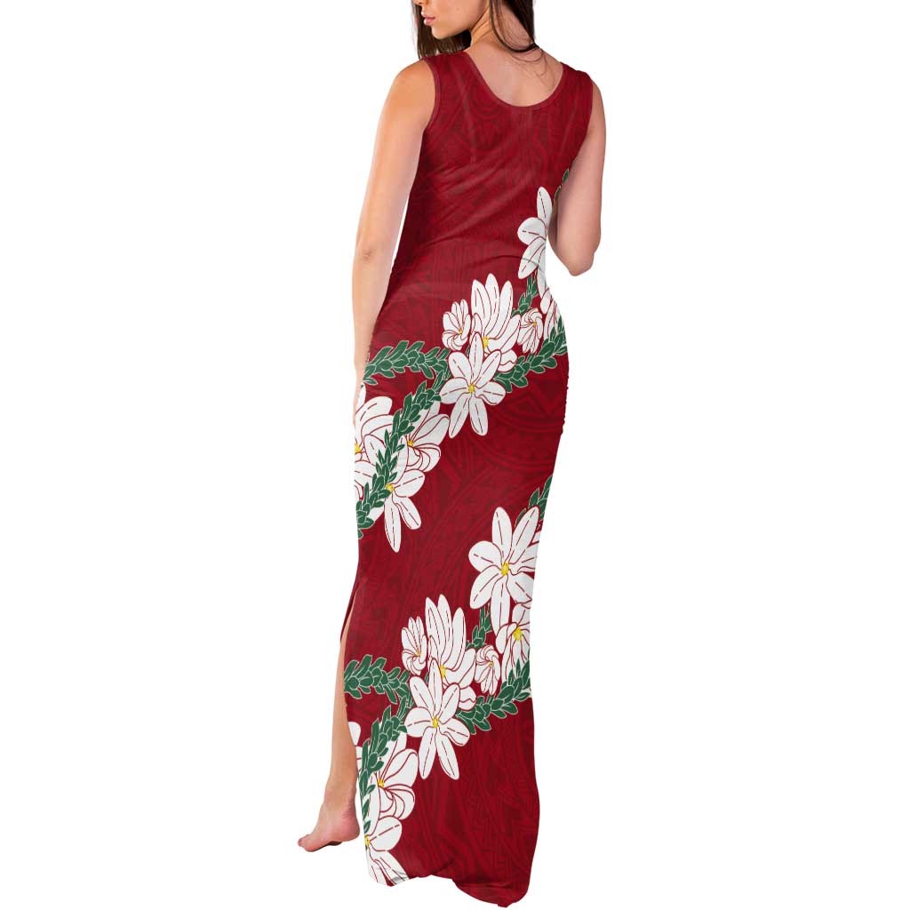Ia Orana Tahiti Tiare Tank Maxi Dress Crimson Lei LT7 - Polynesian Pride