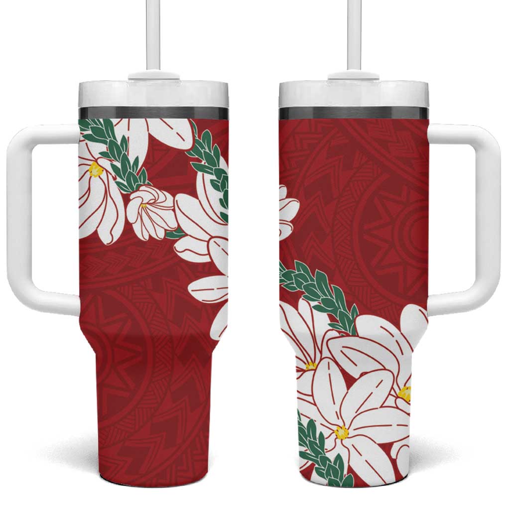 Ia Orana Tahiti Tiare Tumbler With Handle Crimson Lei - Polynesian Pride