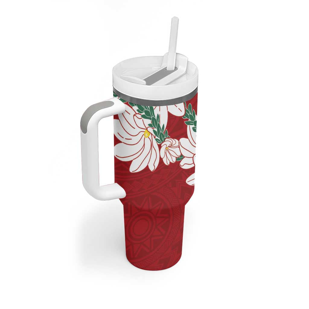 Ia Orana Tahiti Tiare Tumbler With Handle Crimson Lei - Polynesian Pride