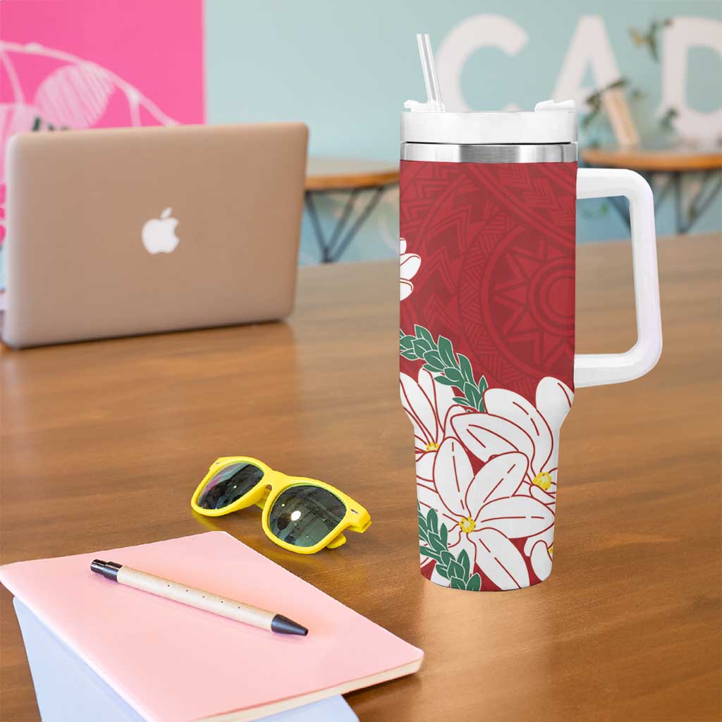 Ia Orana Tahiti Tiare Tumbler With Handle Crimson Lei - Polynesian Pride