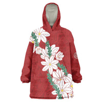 Ia Orana Tahiti Tiare Wearable Blanket Hoodie Crimson Lei LT7 One Size Red - Polynesian Pride