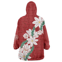 Ia Orana Tahiti Tiare Wearable Blanket Hoodie Crimson Lei LT7 - Polynesian Pride