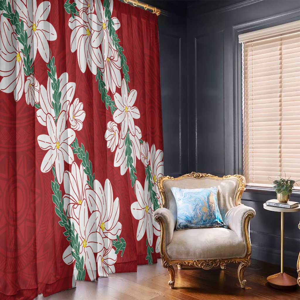 Ia Orana Tahiti Tiare Window Curtain Crimson Lei LT7 - Polynesian Pride
