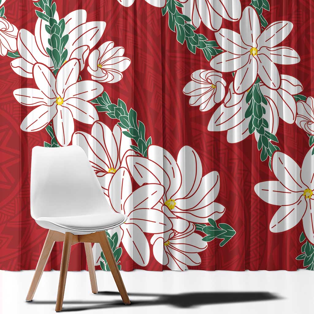 Ia Orana Tahiti Tiare Window Curtain Crimson Lei LT7 - Polynesian Pride