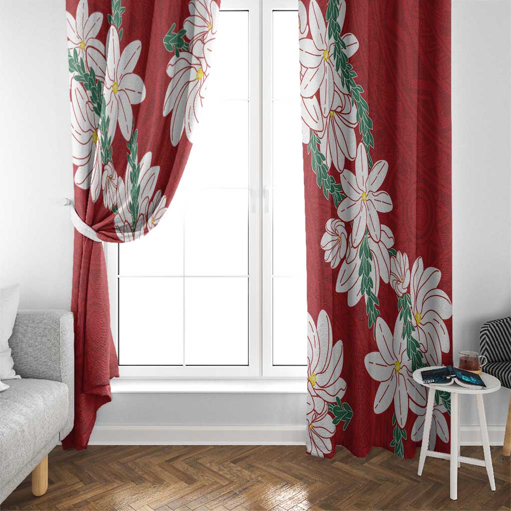 Ia Orana Tahiti Tiare Window Curtain Crimson Lei LT7 - Polynesian Pride
