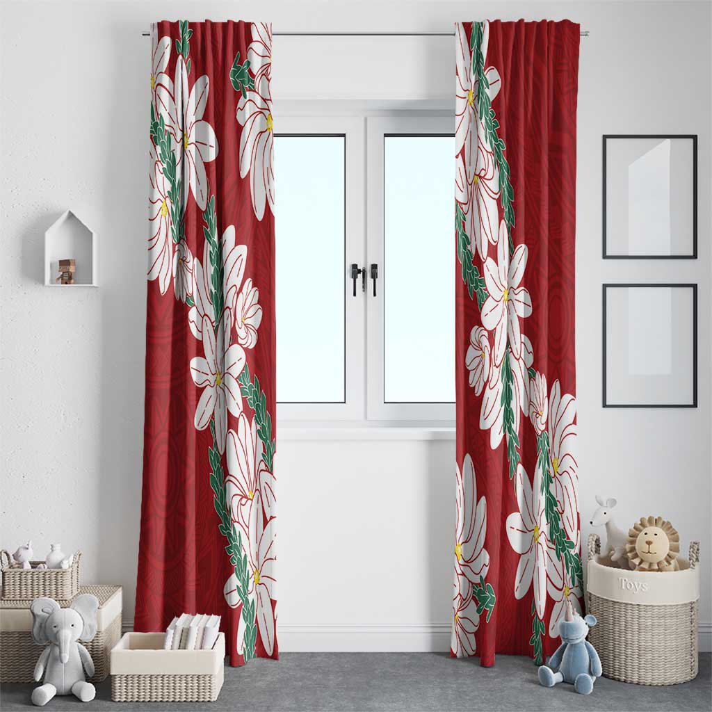 Ia Orana Tahiti Tiare Window Curtain Crimson Lei LT7 - Polynesian Pride