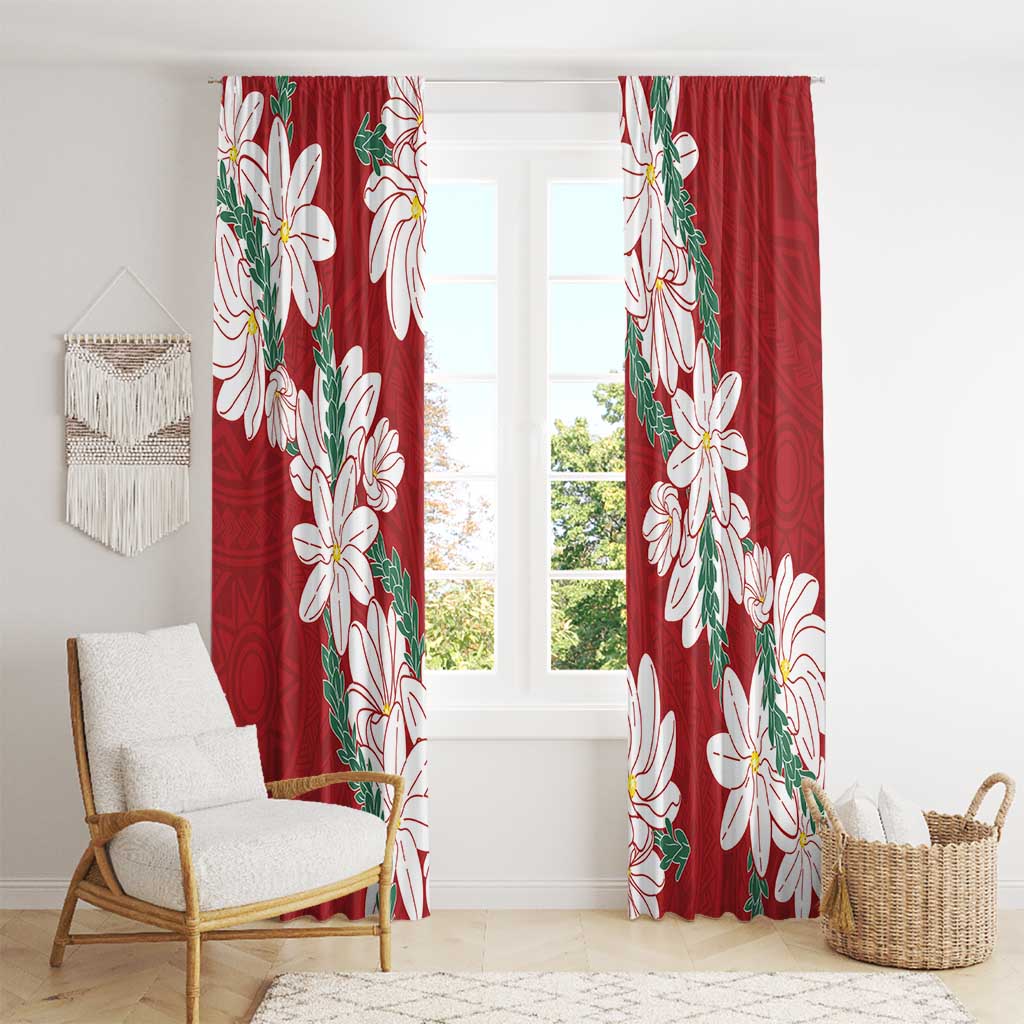 Ia Orana Tahiti Tiare Window Curtain Crimson Lei LT7 - Polynesian Pride