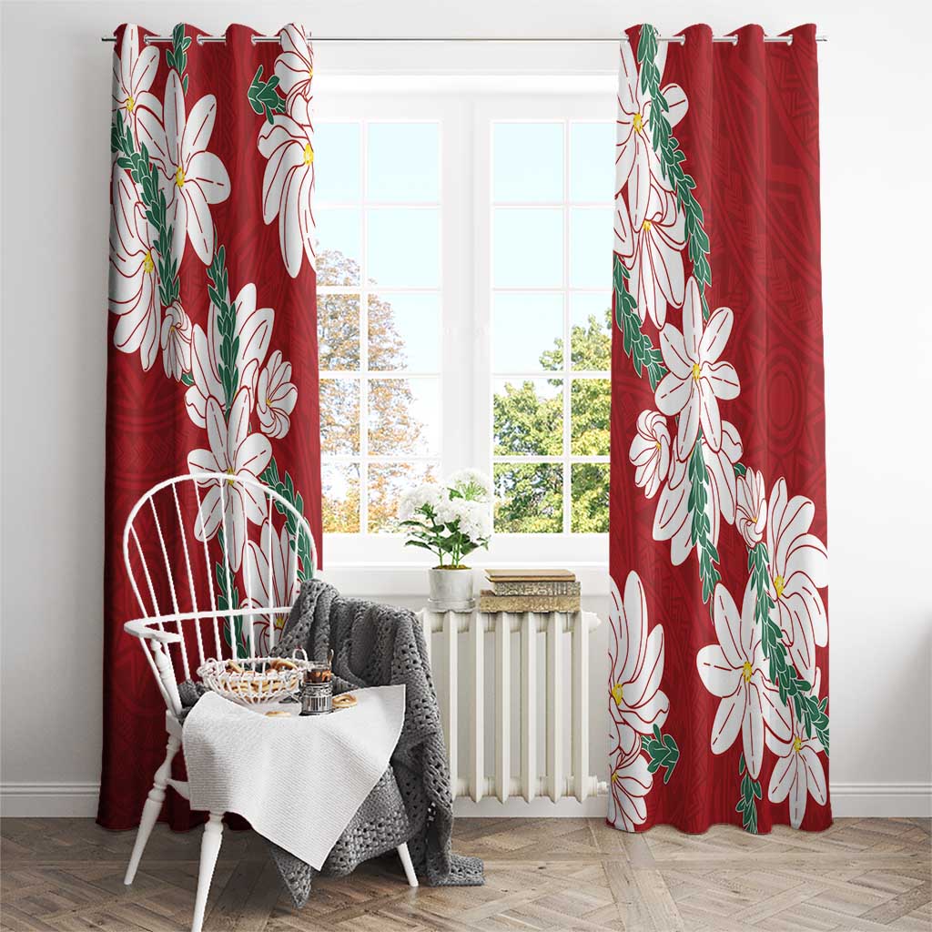 Ia Orana Tahiti Tiare Window Curtain Crimson Lei LT7 - Polynesian Pride