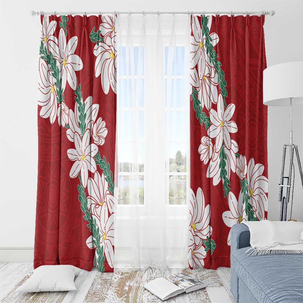Ia Orana Tahiti Tiare Window Curtain Crimson Lei LT7 - Polynesian Pride