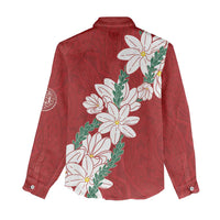 Ia Orana Tahiti Tiare Women Casual Shirt Crimson Lei LT7 - Polynesian Pride