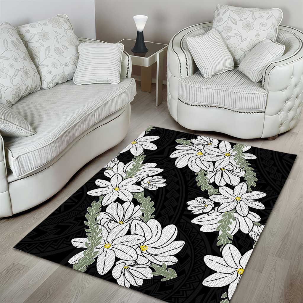 Ia Orana Tahiti Tiare Area Rug Black Lei LT7 - Polynesian Pride
