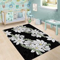 Ia Orana Tahiti Tiare Area Rug Black Lei LT7 - Polynesian Pride