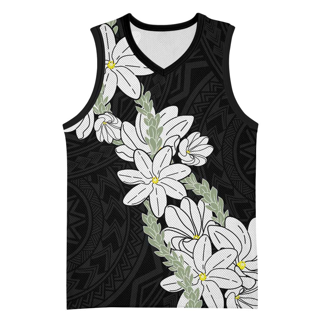 Ia Orana Tahiti Tiare Basketball Jersey Black Lei - Polynesian Pride