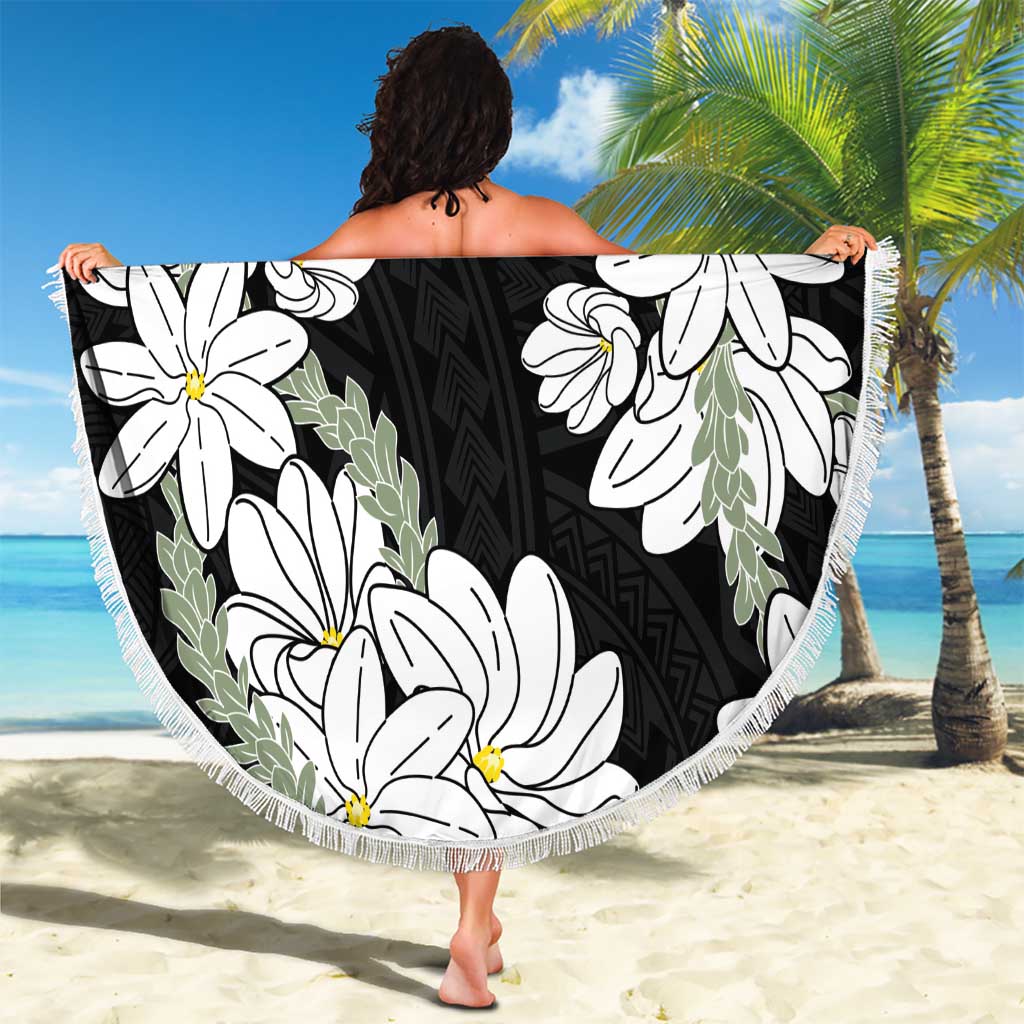 Ia Orana Tahiti Tiare Beach Blanket Black Lei LT7 - Polynesian Pride