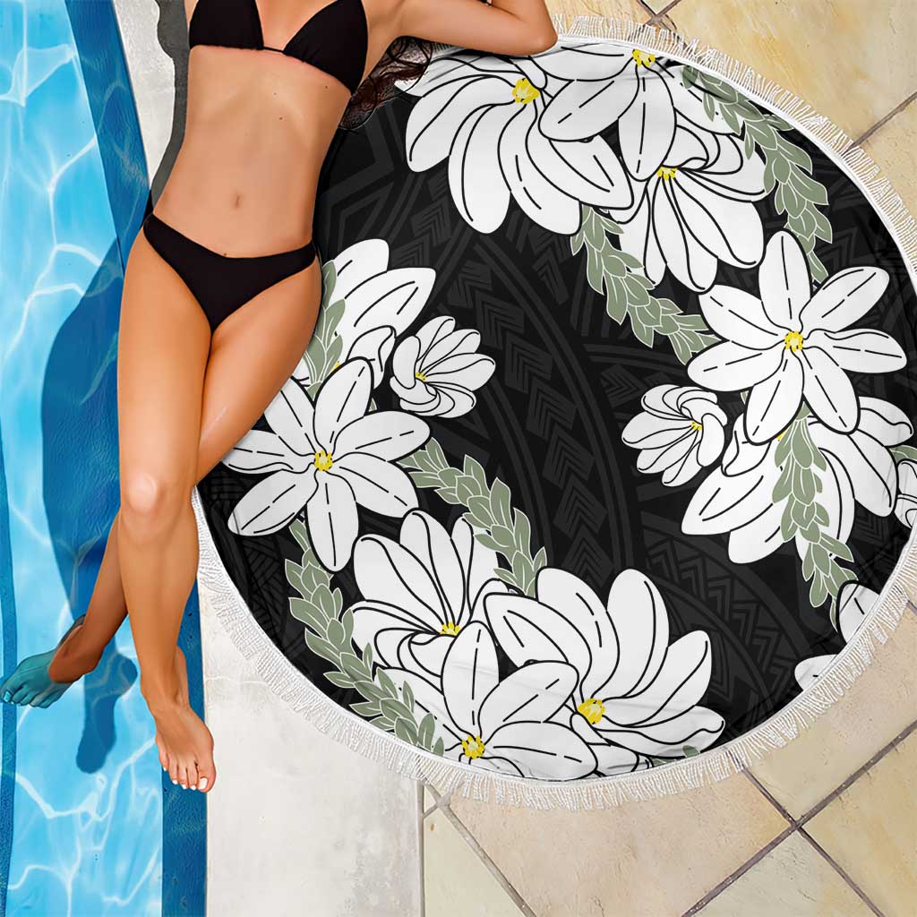 Ia Orana Tahiti Tiare Beach Blanket Black Lei LT7 - Polynesian Pride