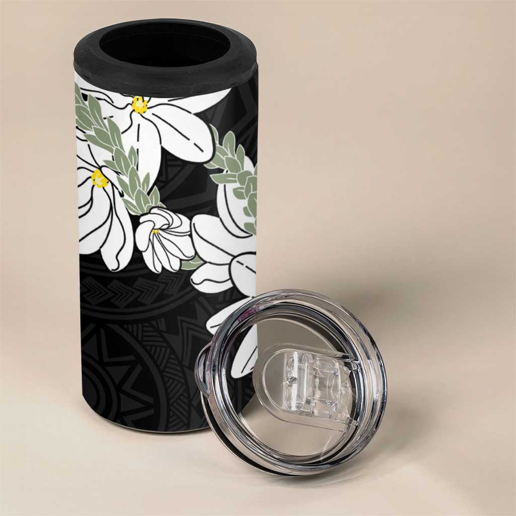 Ia Orana Tahiti Tiare 4 in 1 Can Cooler Tumbler Black Lei - Polynesian Pride