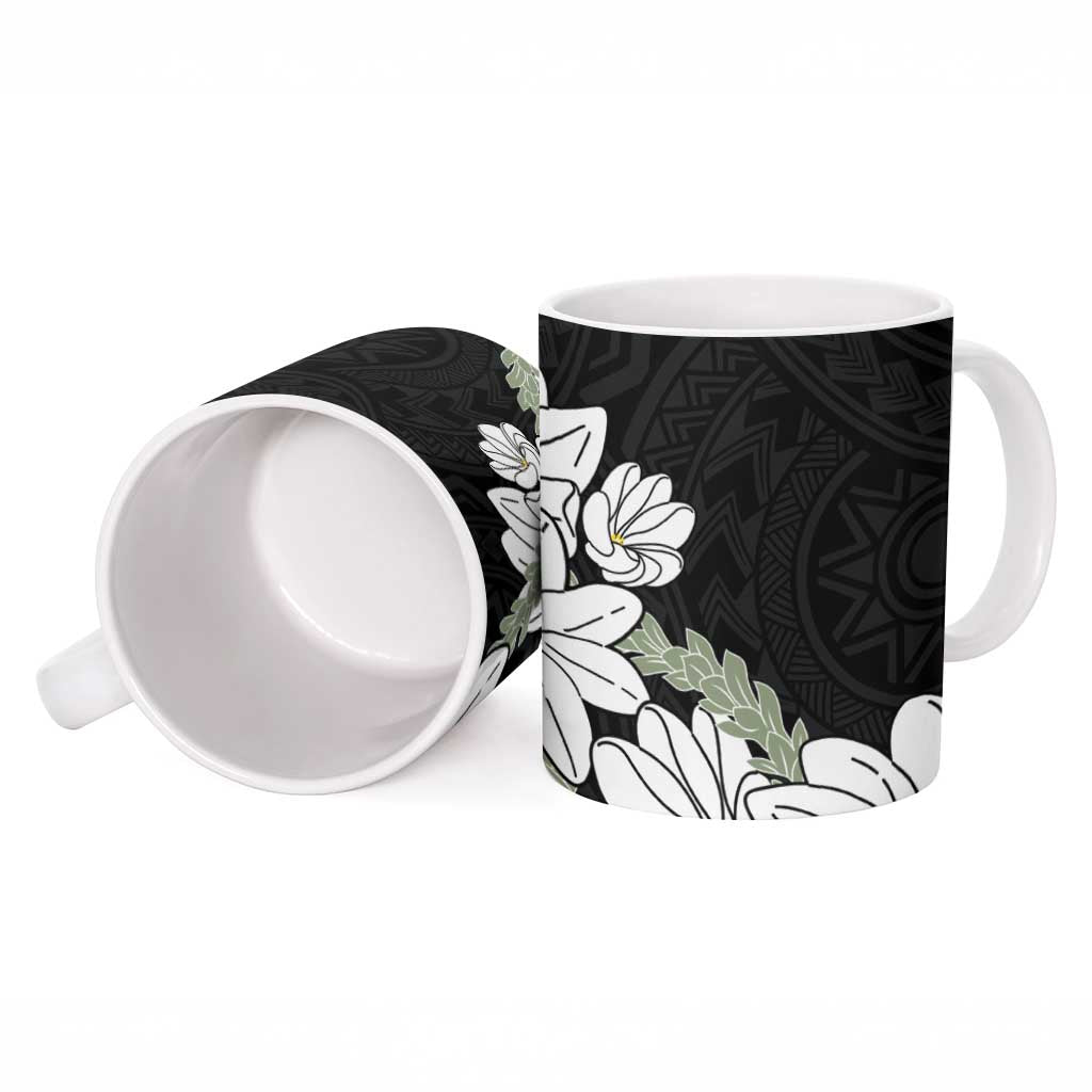 Ia Orana Tahiti Tiare Ceramic Mug Black Lei - Polynesian Pride