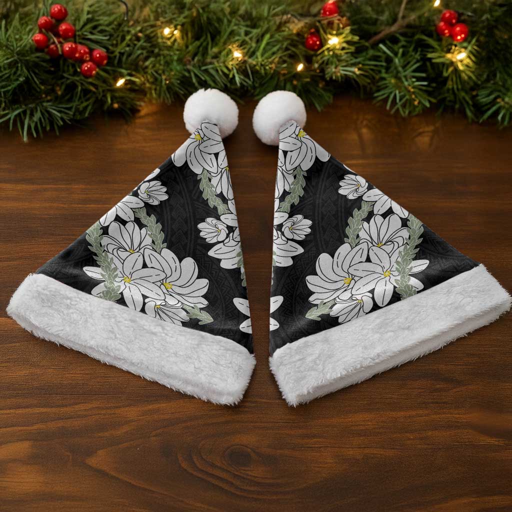 Ia Orana Tahiti Tiare Christmas Santa Hat Black Lei - Polynesian Pride