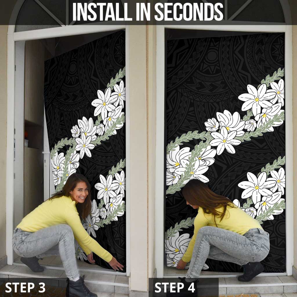 Ia Orana Tahiti Tiare Door Cover Black Lei - Polynesian Pride