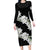 Ia Orana Tahiti Tiare Family Matching Long Sleeve Bodycon Dress and Hawaiian Shirt Black Lei - Polynesian Pride