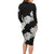 Ia Orana Tahiti Tiare Family Matching Long Sleeve Bodycon Dress and Hawaiian Shirt Black Lei - Polynesian Pride
