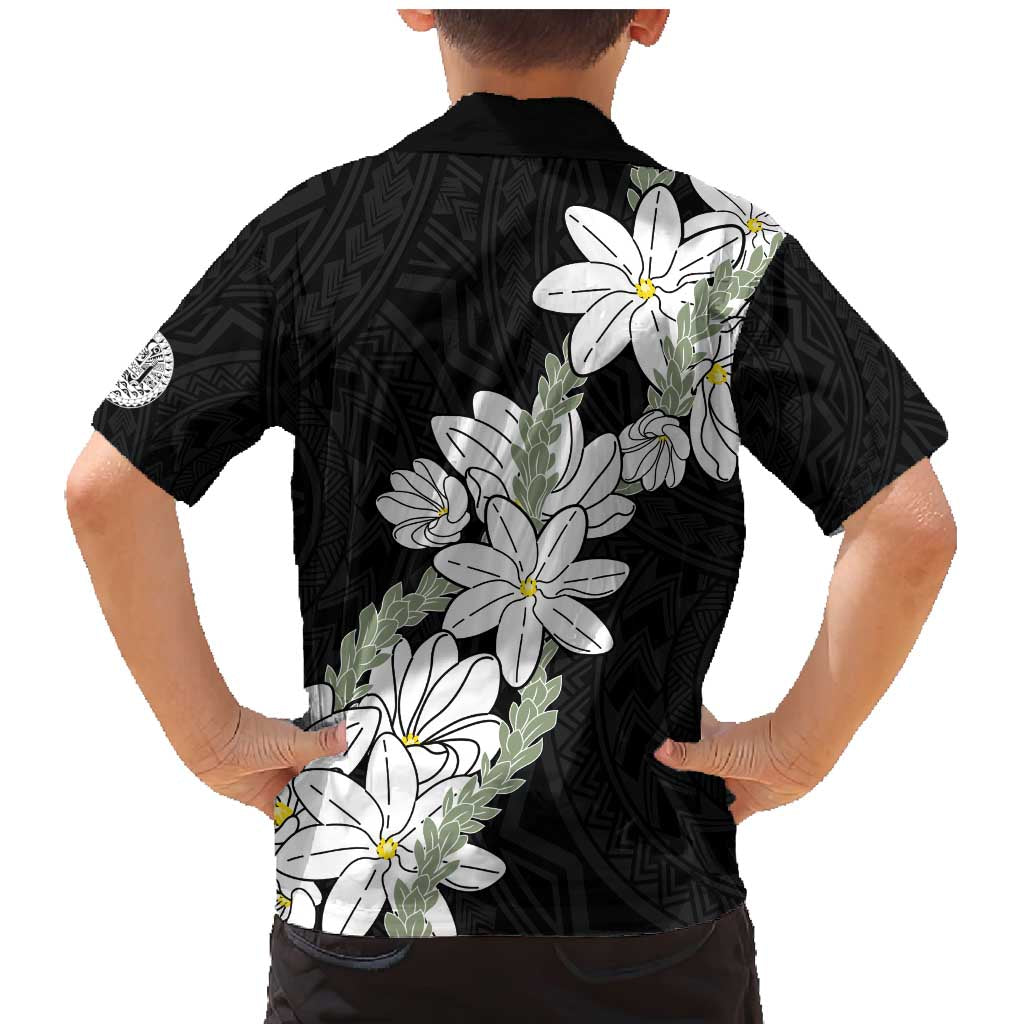 Ia Orana Tahiti Tiare Family Matching Mermaid Dress and Hawaiian Shirt Black Lei LT7 - Polynesian Pride