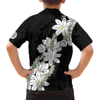 Ia Orana Tahiti Tiare Family Matching Short Sleeve Bodycon Dress and Hawaiian Shirt Black Lei LT7 - Polynesian Pride