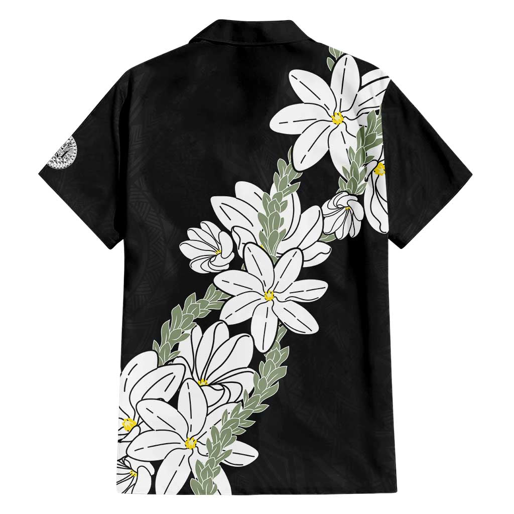 Ia Orana Tahiti Tiare Family Matching Short Sleeve Bodycon Dress and Hawaiian Shirt Black Lei LT7 - Polynesian Pride