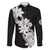 Ia Orana Tahiti Tiare Family Matching Short Sleeve Bodycon Dress and Hawaiian Shirt Black Lei - Polynesian Pride