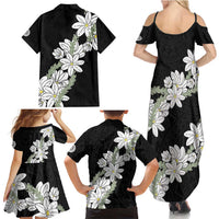 Ia Orana Tahiti Tiare Family Matching Summer Maxi Dress and Hawaiian Shirt Black Lei - Polynesian Pride