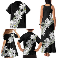 Ia Orana Tahiti Tiare Family Matching Tank Maxi Dress and Hawaiian Shirt Black Lei LT7 - Polynesian Pride