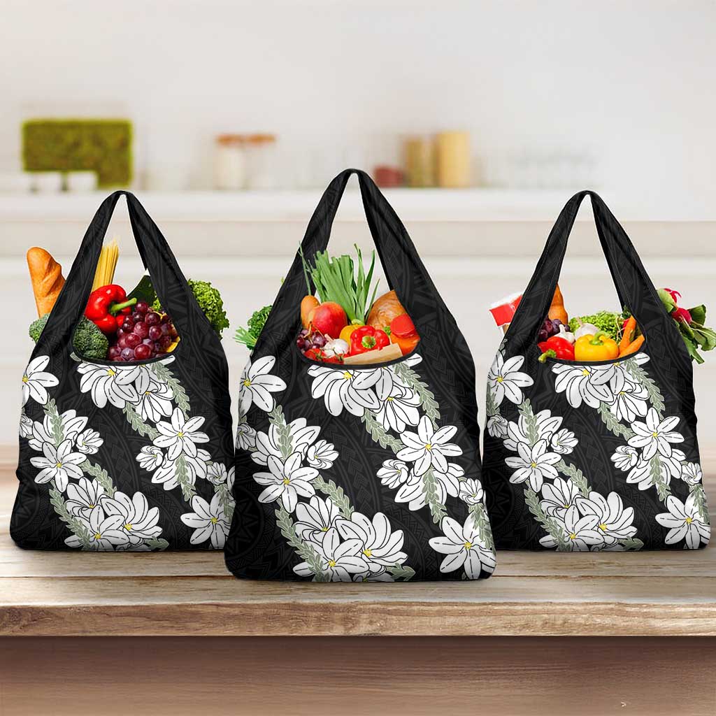 Ia Orana Tahiti Tiare Grocery Bag Black Lei - Polynesian Pride
