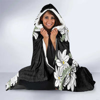 Ia Orana Tahiti Tiare Hooded Blanket Black Lei LT7 - Polynesian Pride