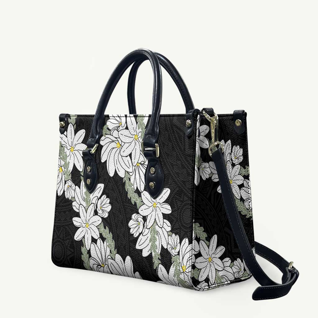 Ia Orana Tahiti Tiare Leather Bag Black Lei - Polynesian Pride