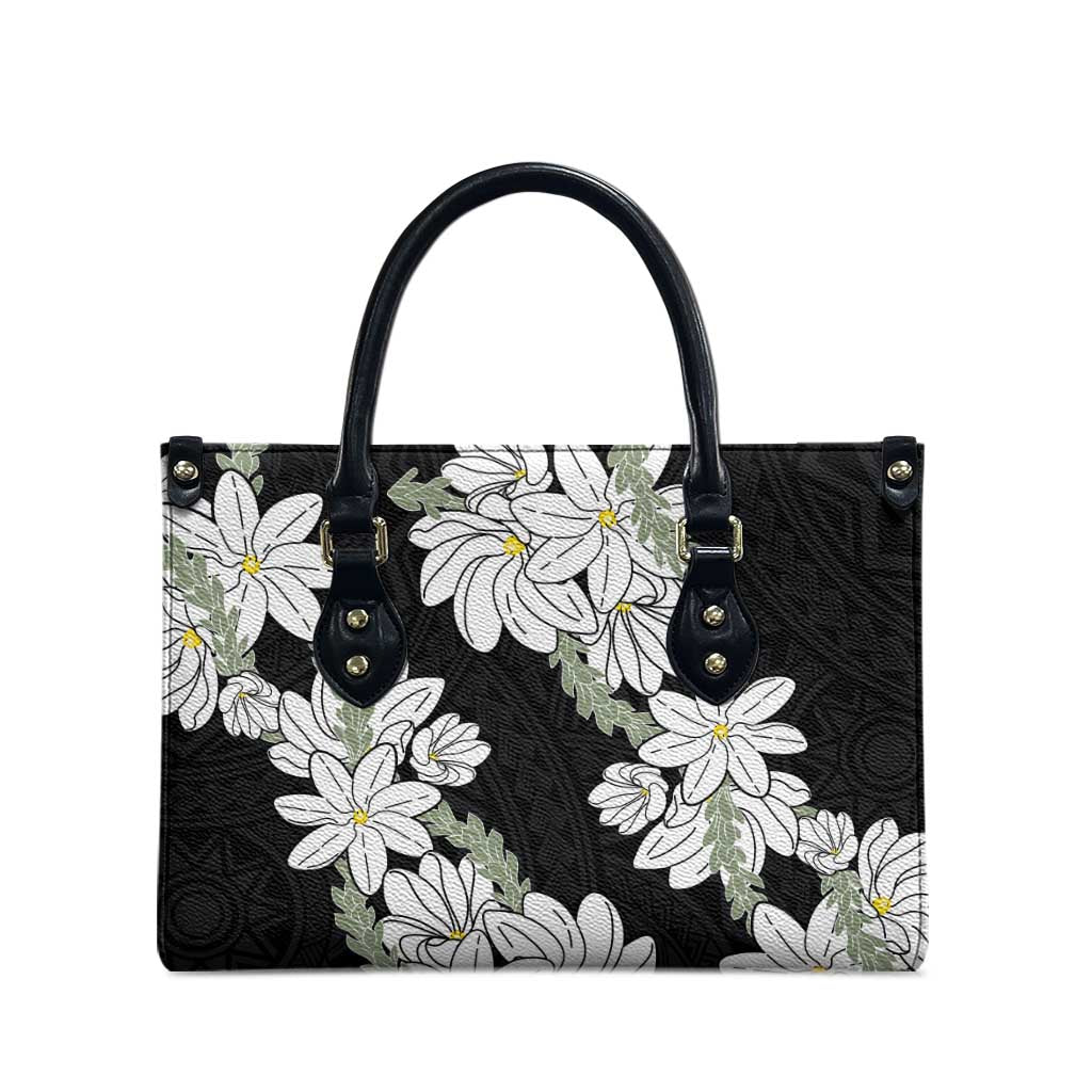 Ia Orana Tahiti Tiare Leather Bag Black Lei - Polynesian Pride