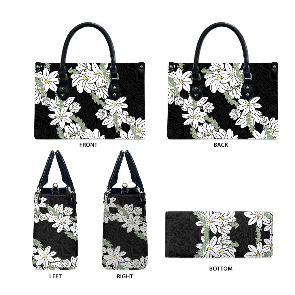 Ia Orana Tahiti Tiare Leather Bag Black Lei - Polynesian Pride