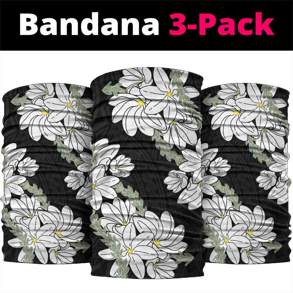 Ia Orana Tahiti Tiare Neck Gaiter Black Lei LT7 package One Size: 25*50cm Black - Polynesian Pride