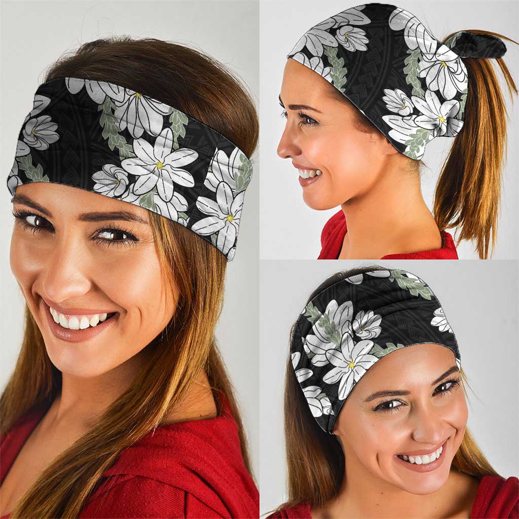 Ia Orana Tahiti Tiare Neck Gaiter Black Lei LT7 - Polynesian Pride