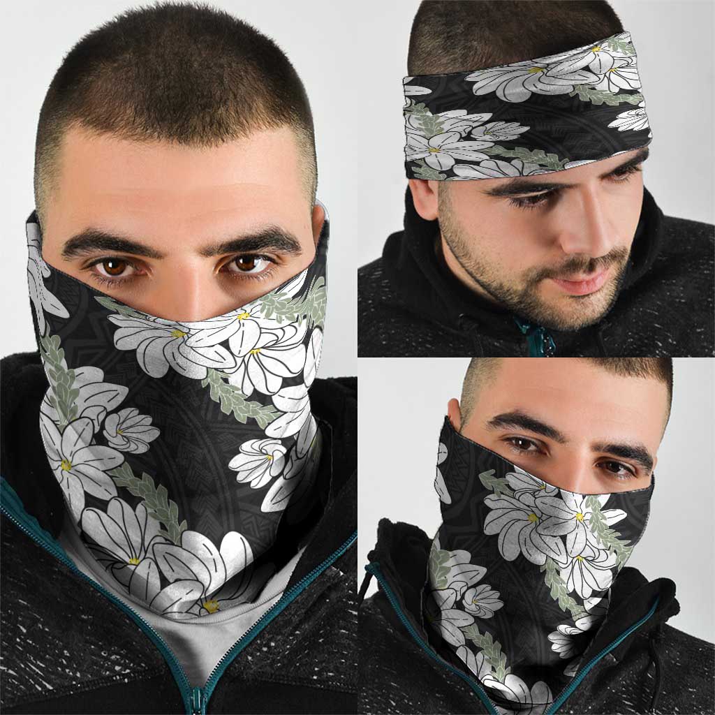 Ia Orana Tahiti Tiare Neck Gaiter Black Lei LT7 - Polynesian Pride
