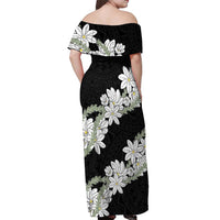 Ia Orana Tahiti Tiare Off Shoulder Maxi Dress Black Lei - Polynesian Pride