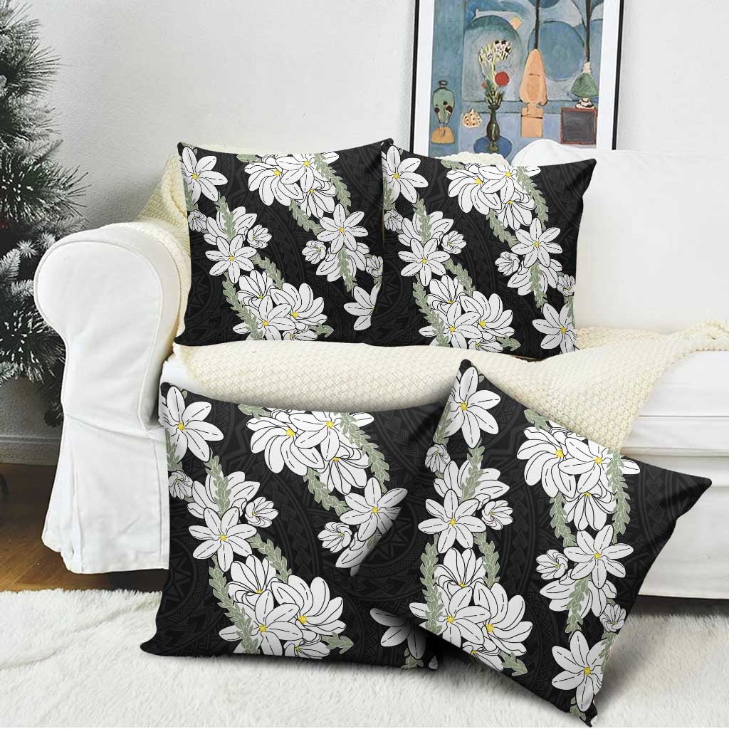 Ia Orana Tahiti Tiare Pillow Cover Black Lei LT7 - Polynesian Pride