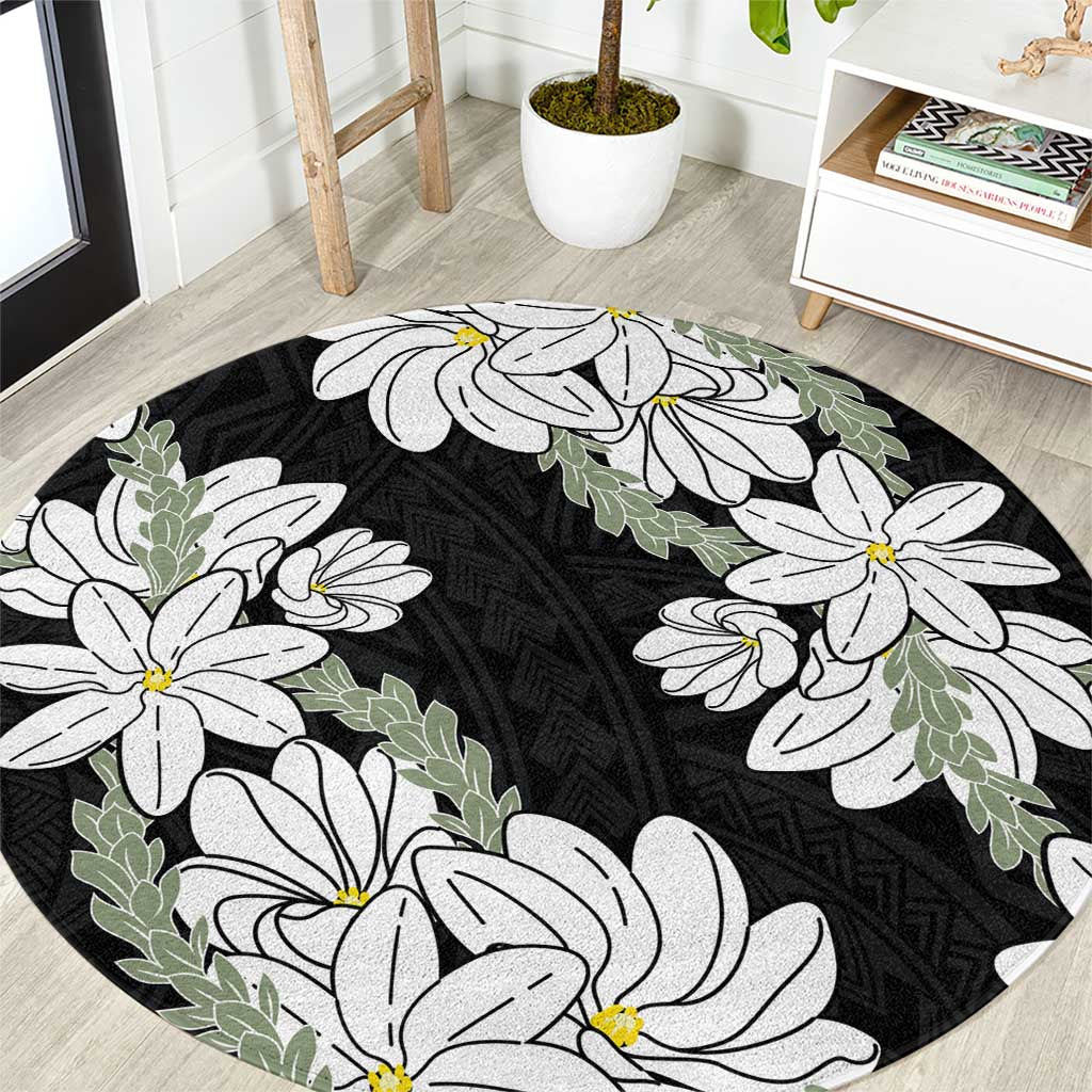 Ia Orana Tahiti Tiare Round Carpet Black Lei - Polynesian Pride