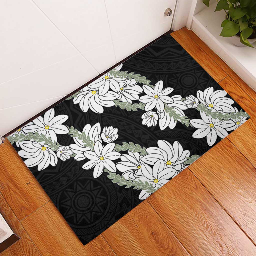 Ia Orana Tahiti Tiare Rubber Doormat Black Lei - Polynesian Pride