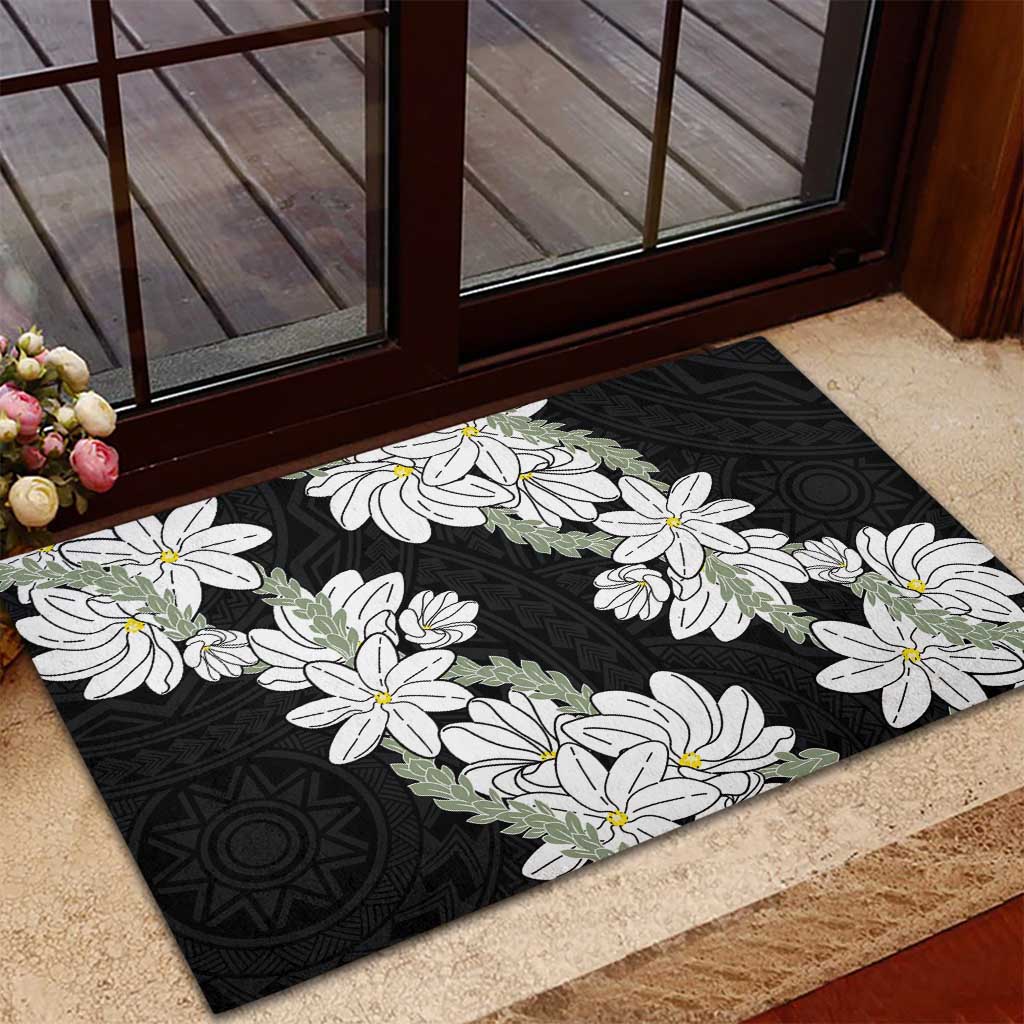 Ia Orana Tahiti Tiare Rubber Doormat Black Lei - Polynesian Pride