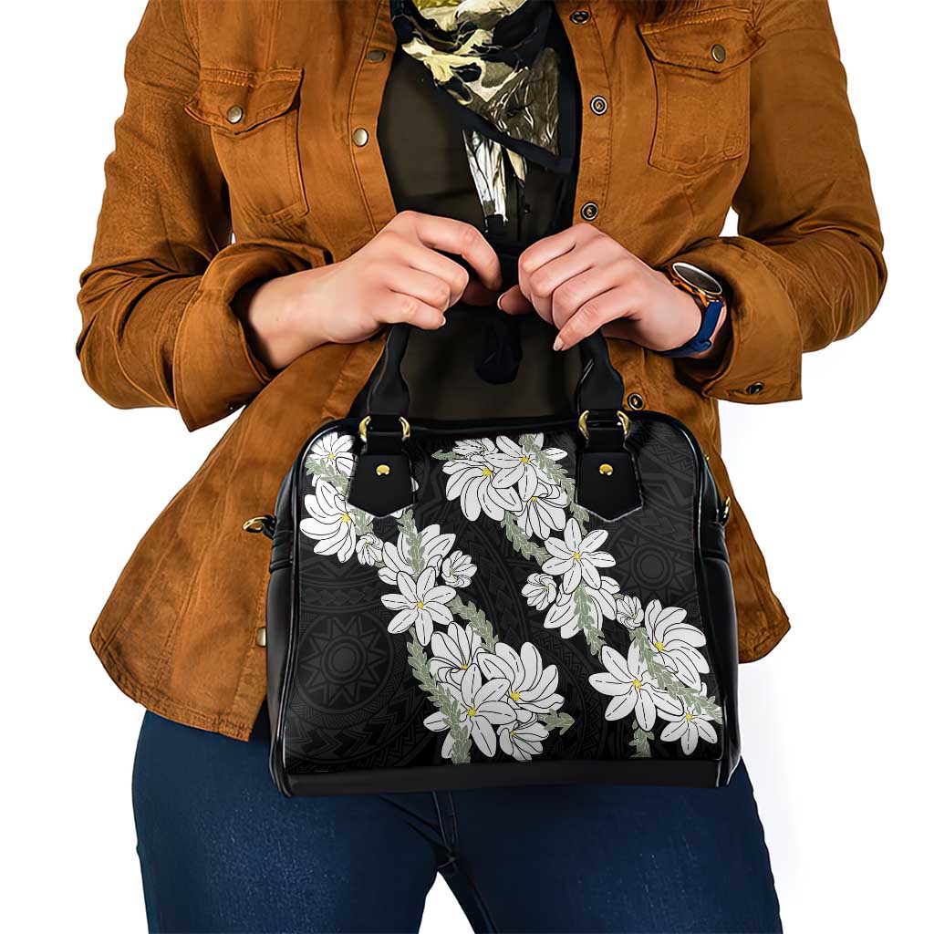 Ia Orana Tahiti Tiare Shoulder Handbag Black Lei LT7 - Polynesian Pride