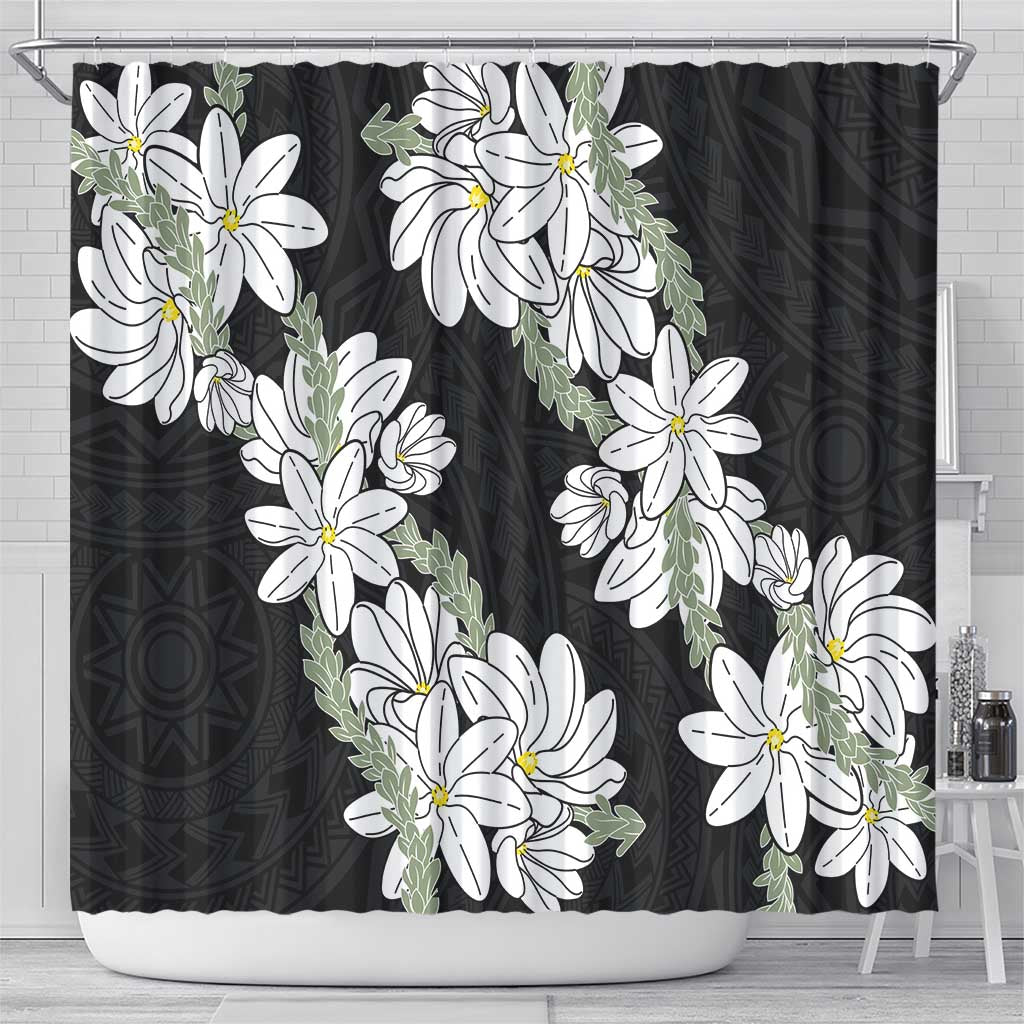 Ia Orana Tahiti Tiare Shower Curtain Black Lei LT7 - Polynesian Pride
