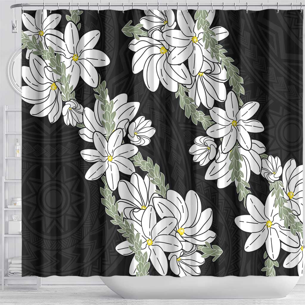Ia Orana Tahiti Tiare Shower Curtain Black Lei LT7 - Polynesian Pride