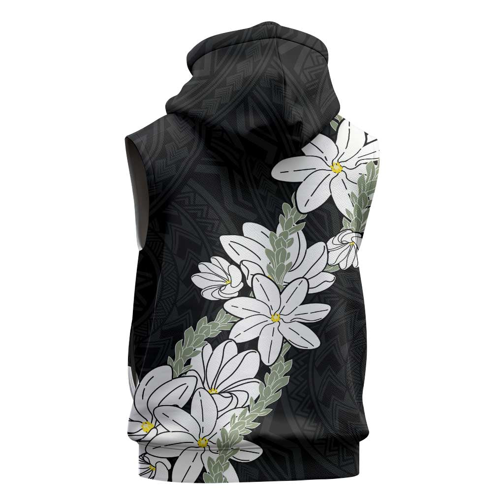Ia Orana Tahiti Tiare Sleeveless Hoodie Black Lei - Polynesian Pride